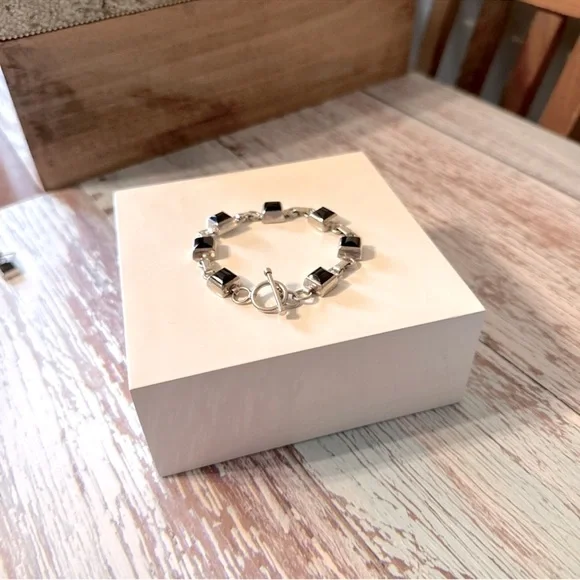 Mexico 925 vintage onyx and sterling bracelet with earrings - Picture 8 of 8